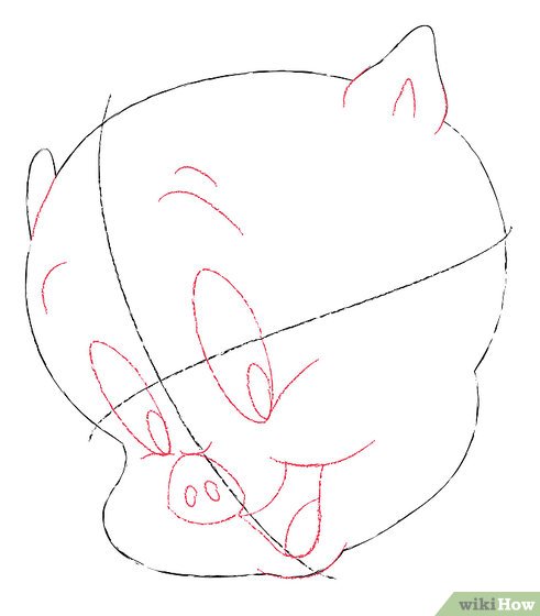 491x560 How To Draw Porky Pig Steps - Pig Head Drawing
