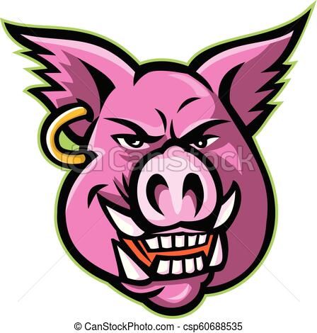 448x470 pig head earring mascot mascot icon illustration of head - Pig Head Drawing