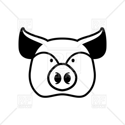 400x400 Pig Head Outline Vector Image Of Plants And Animals Popaukropa - Pig Head Drawing