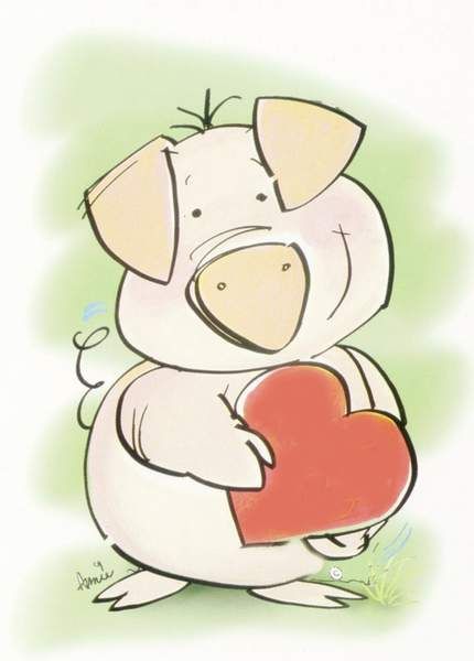 430x600 Pig Heart Monos Cerditos, Puerquitos And Marranitos - Pig Heart Drawing