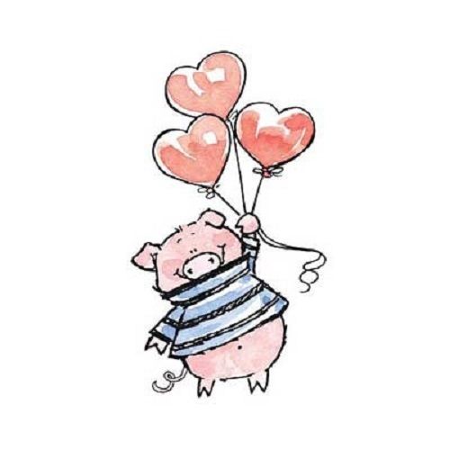 500x500 Piggy Love Rubber Stamp Penny Black Pig With Valentine Heart - Pig Heart Drawing