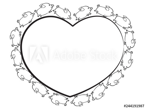 500x374 Pig Heart Shape Border Vector - Pig Heart Drawing