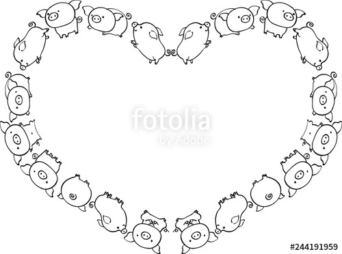 500x372 pig heart shape border vector stock image and royalty free vector - Pig Heart Drawing