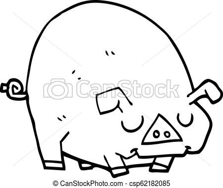 450x379 Line Drawing Cartoon Fat Pig - Pig Line Drawing