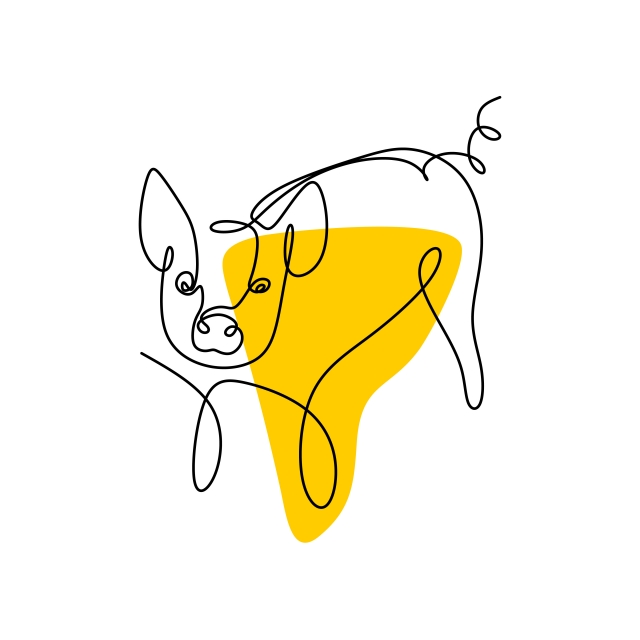 640x640 One Line Drawing Of Pig Vector Minimalist Design, Black, Graphic - Pig Line Drawing