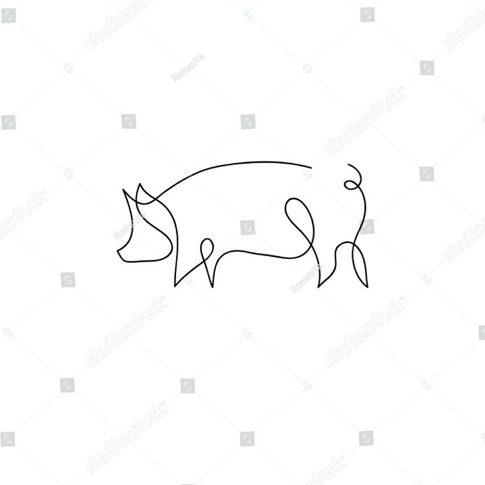 978x978 Single Line Pig Drawing Tattoos Pig Drawing, Tattoo Drawings - Pig Line Drawing