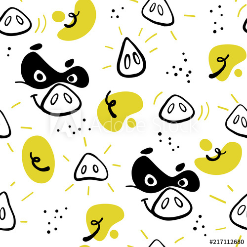 500x500 Vector Seamless Pattern With Funny Pig Super Hero Face, Tail - Pig Nose Drawing