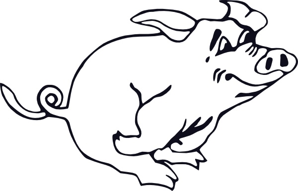 600x385 Outline Running Pig Clip Art Free Vector In Open Office Drawing - Pig Outline Drawing