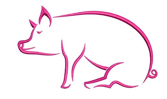 570x337 embroidery design pig outline pig frame pig etsy - Pig Outline Drawing