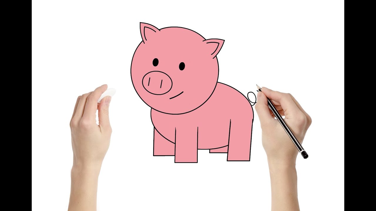 1280x720 how to draw a pig draw +art + colorning activity for kids - Pig Pictures Drawing