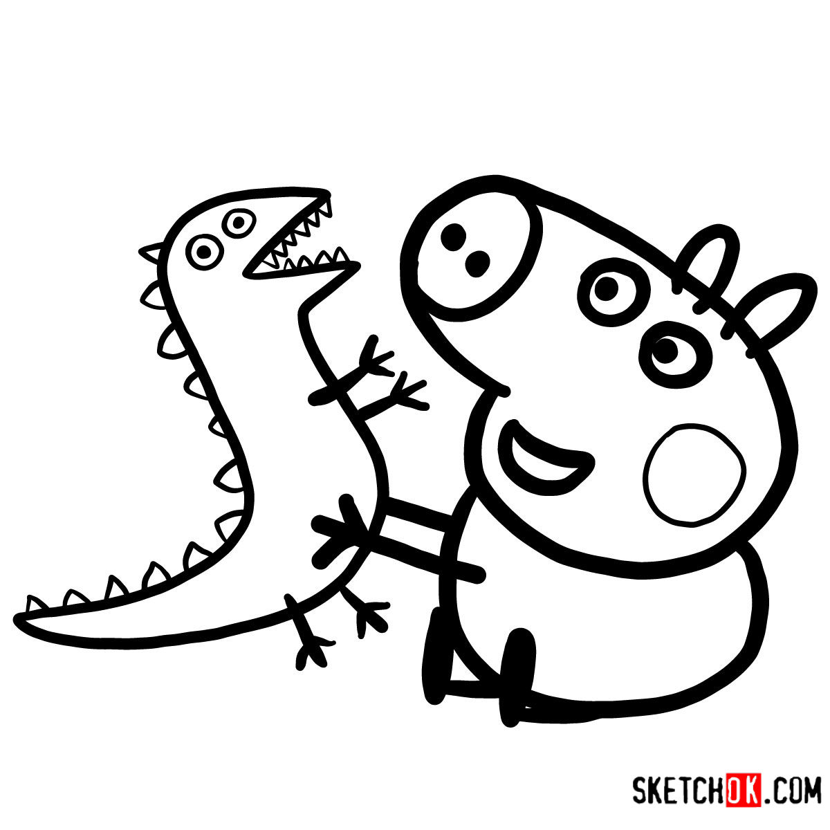1200x1200 how to draw george pig with a dino toy - Pig Pictures Drawing