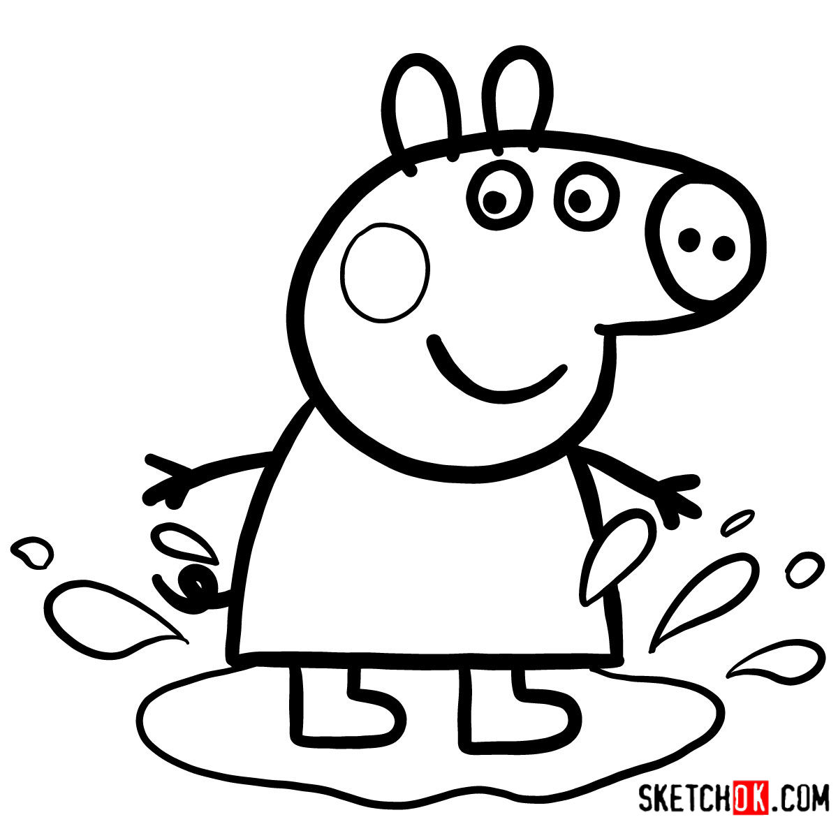1200x1200 how to draw peppa pig in the mud puddle - Pig Pictures Drawing