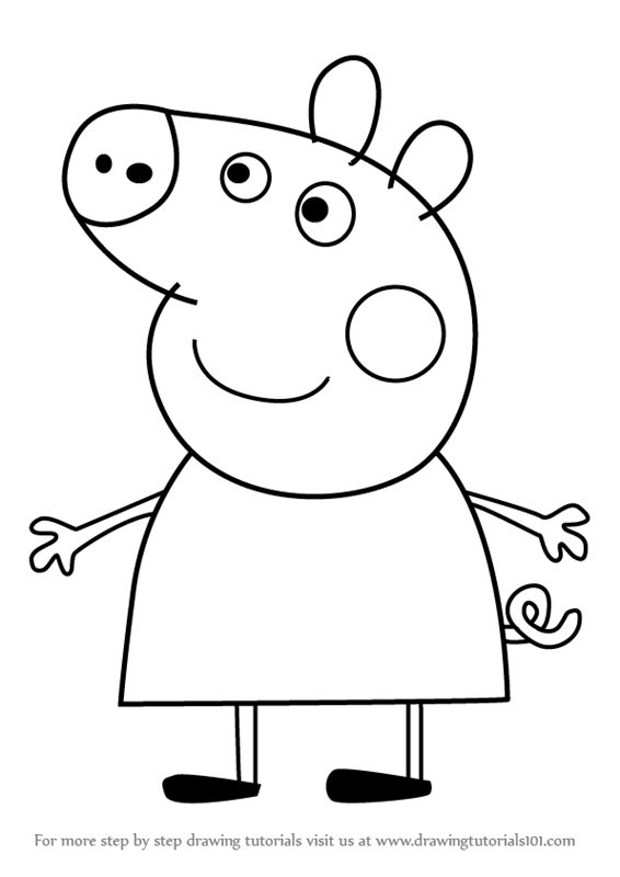 566x800 learn how to draw peppa pig from peppa pig - Pig Pictures Drawing