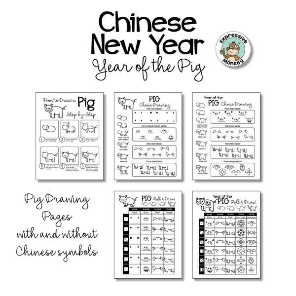 600x600 chinese new year year of the pig expressive monkey - Pig Pictures Drawing