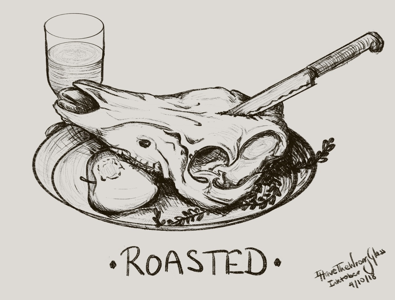 1280x973 Ihavethewrongglass Inktober Day Roasted Here, Have A Pig - Pig Skull Drawing