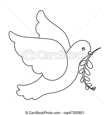 450x470 Pigeon Of The World With A Twig In Its Beak Hippy Single Stock - Pigeon Drawing Outline