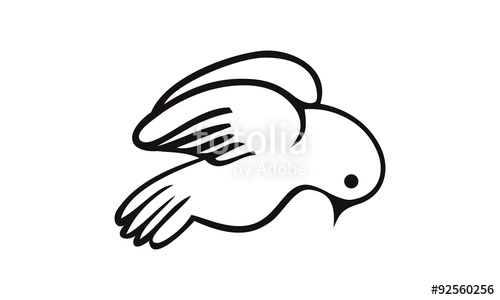 500x300 Outline Sketch Simple Pigeon Bird Logo Vector Stock Image - Pigeon Drawing Outline