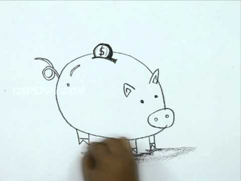 480x360 how to draw a piggy bank - Piggy Bank Drawing
