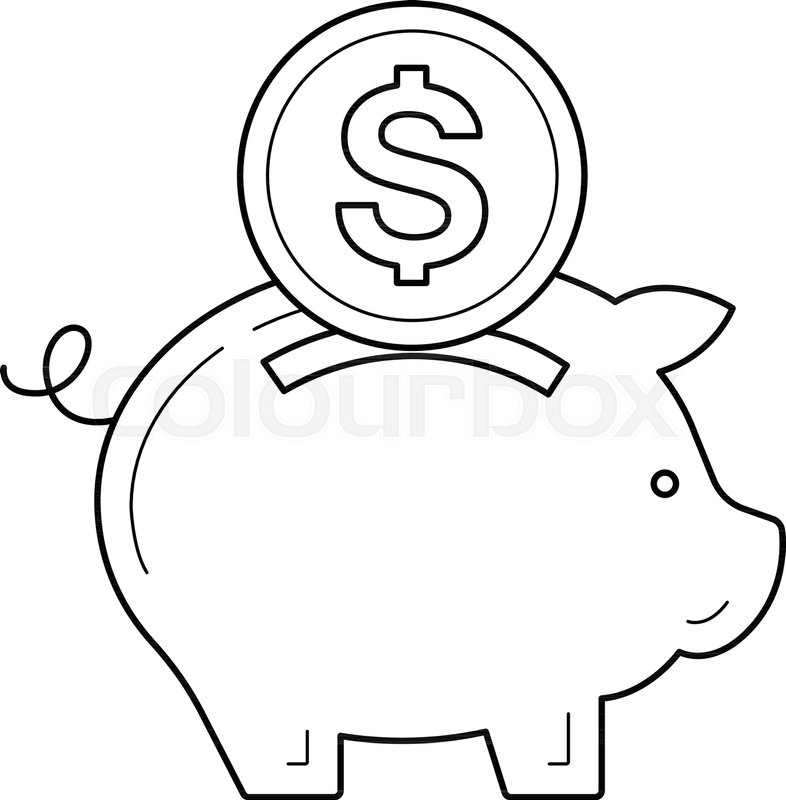 786x800 piggy bank for money save vector line stock vector colourbox - Piggy Bank Drawing