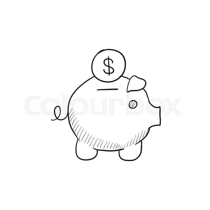 800x800 piggy bank with dollar vector sketch stock vector colourbox - Piggy Bank Drawing