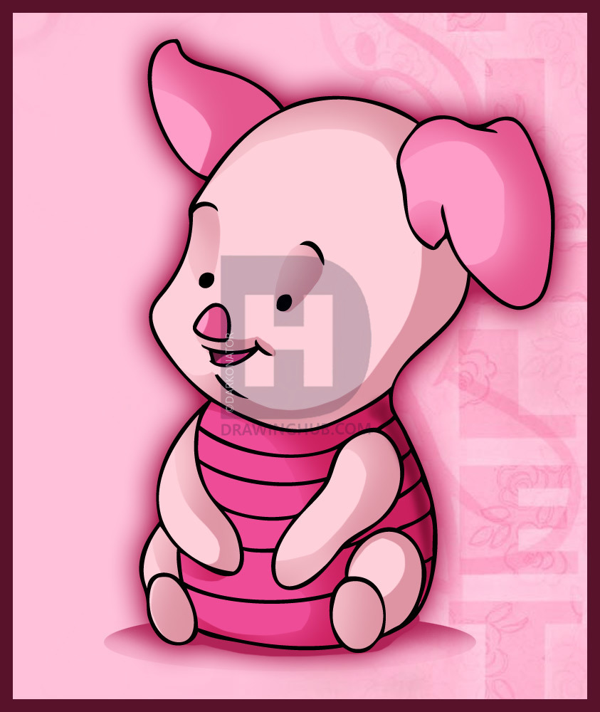 843x1000 How To Draw Baby Piglet, Step - Piglet Drawing