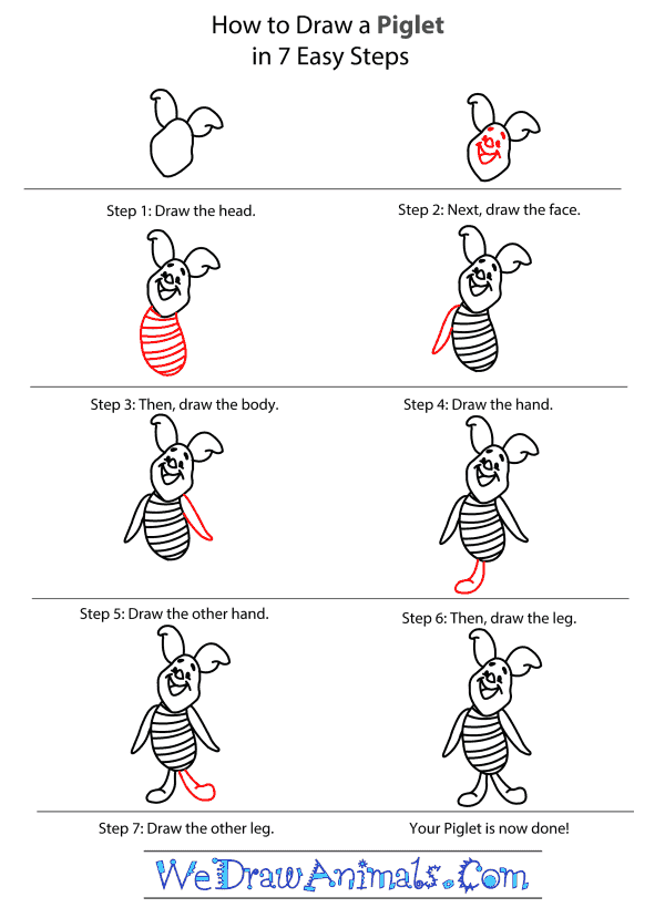 600x829 How To Draw Piglet From Winnie The Pooh - Piglet Drawing