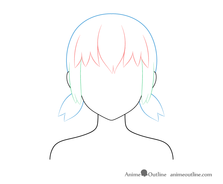 728x600 How To Draw Anime And Manga Hair - Pigtails Drawing