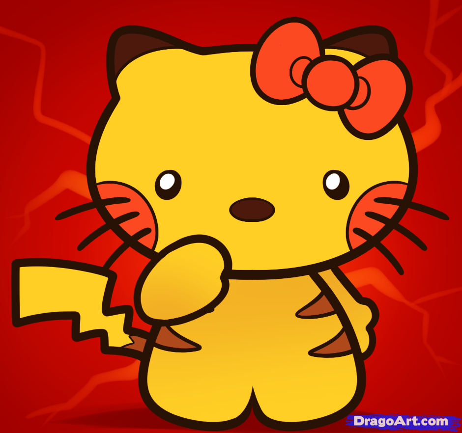 940x882 how to draw pikachu hello kitty, step - Pikachu Cat Drawing