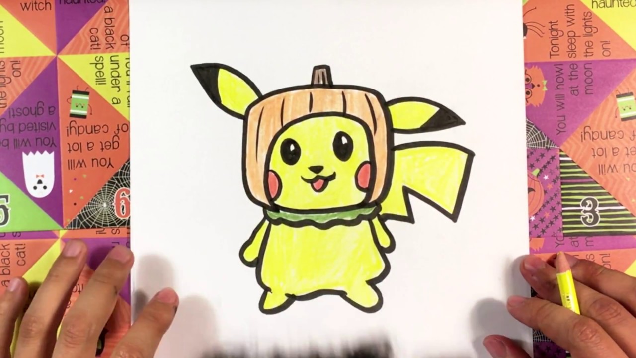 1280x720 how to draw pikachu in a pumpkin outfit - Pikachu Cat Drawing