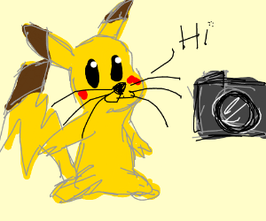 300x250 pikachu cat says hi to a camera drawing - Pikachu Cat Drawing