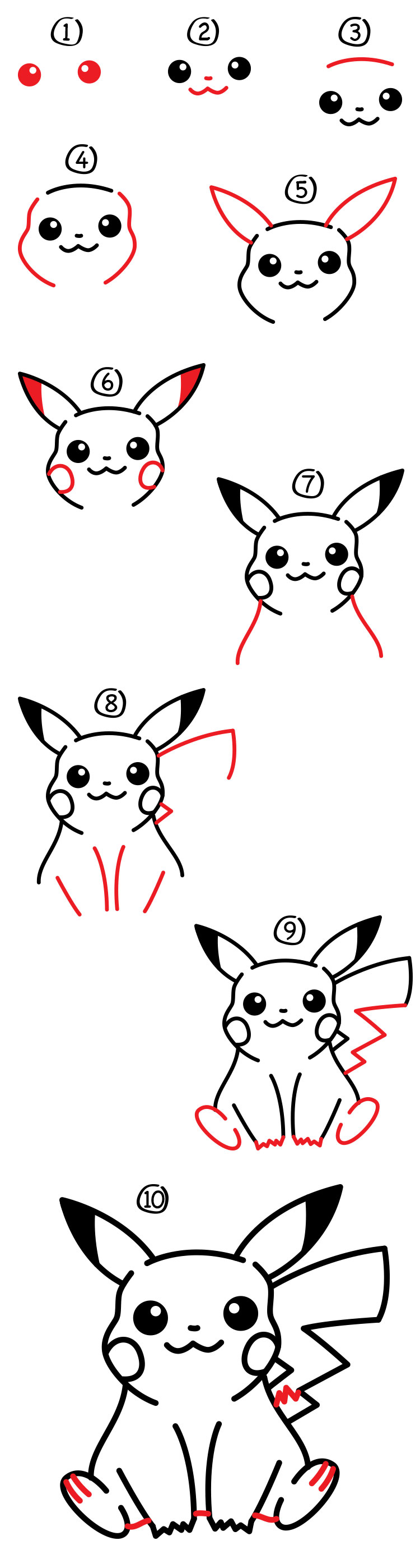 750x2794 How To Draw Pikachu - Pikachu Drawing