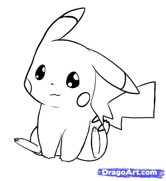 579x629 How To Draw Pikachu, Pokemon, Step - Pikachu Drawing