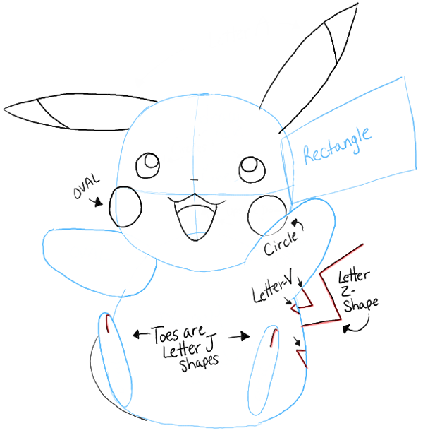600x613 How To Draw Pikachu From Pokemon With Easy Steps Tutorial How - Pikachu Drawing Step By Step Easy