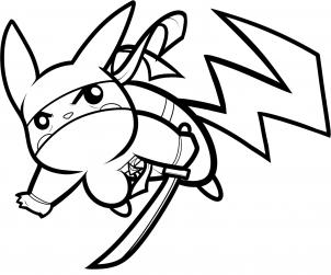 302x251 How To Draw Ninja Pikachu - Pikachu Line Drawing