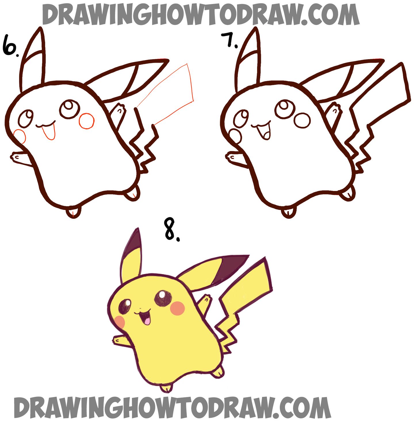 1450x1485 How To Draw Cute Baby Chibi Pikachu From Pokemon - Pikachu Simple Drawing