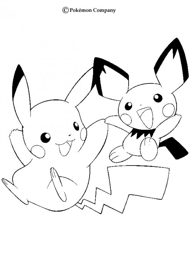 630x850 Pikachu And Pichu Coloring Pages Free - Pikachu Simple Drawing
