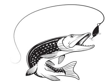 340x270 fishing pike logo etsy - Pike Fish Drawing