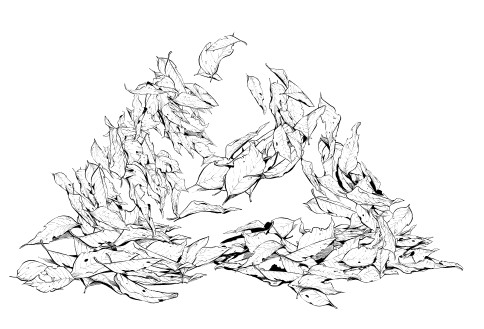 484x329 just add a little trick! how to draw leaves pile with falling - Pile Drawing