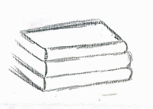 piled books drawing