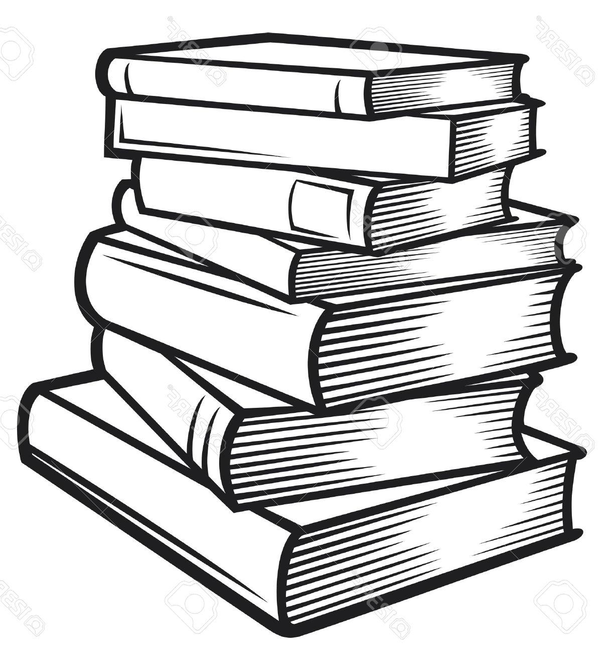 piled books drawing
