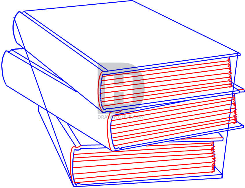 piled books drawing