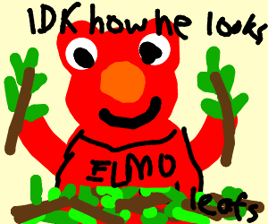 300x250 elmo holding a pile of leaves drawing - Pile Of Leaves Drawing