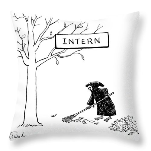 500x500 the grim reaper rakes up a pile of leaves throw pillow for sale - Pile Of Leaves Drawing