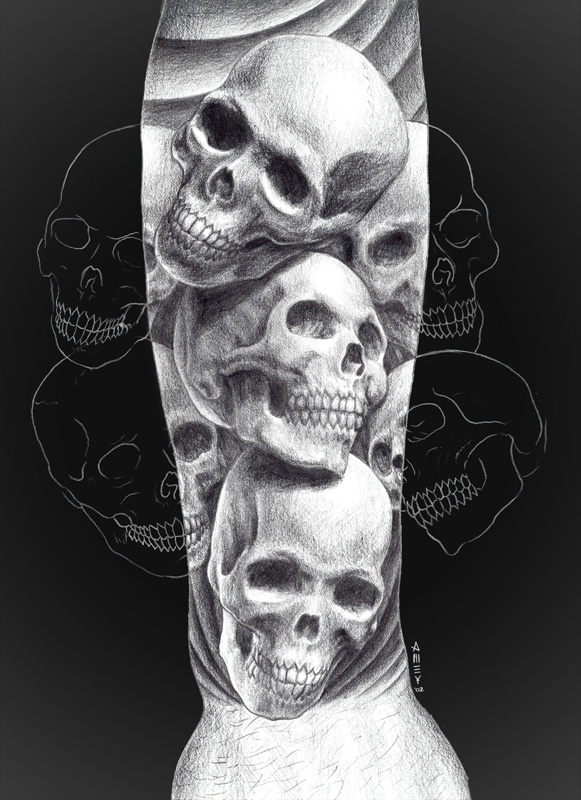 581x800 Skull Forearm Drawings On Amazing Tattoo Design Black Eagle - Pile Of Skulls Drawing