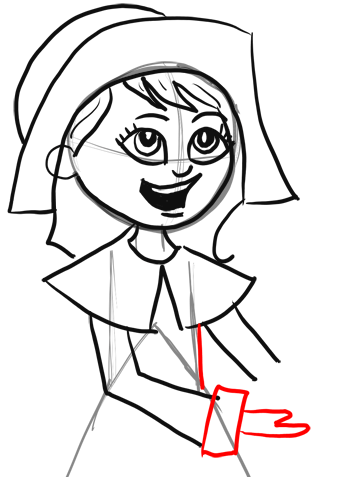 340x477 how to draw cartoon pilgrim girl for thanksgiving step - Pilgrim Drawing