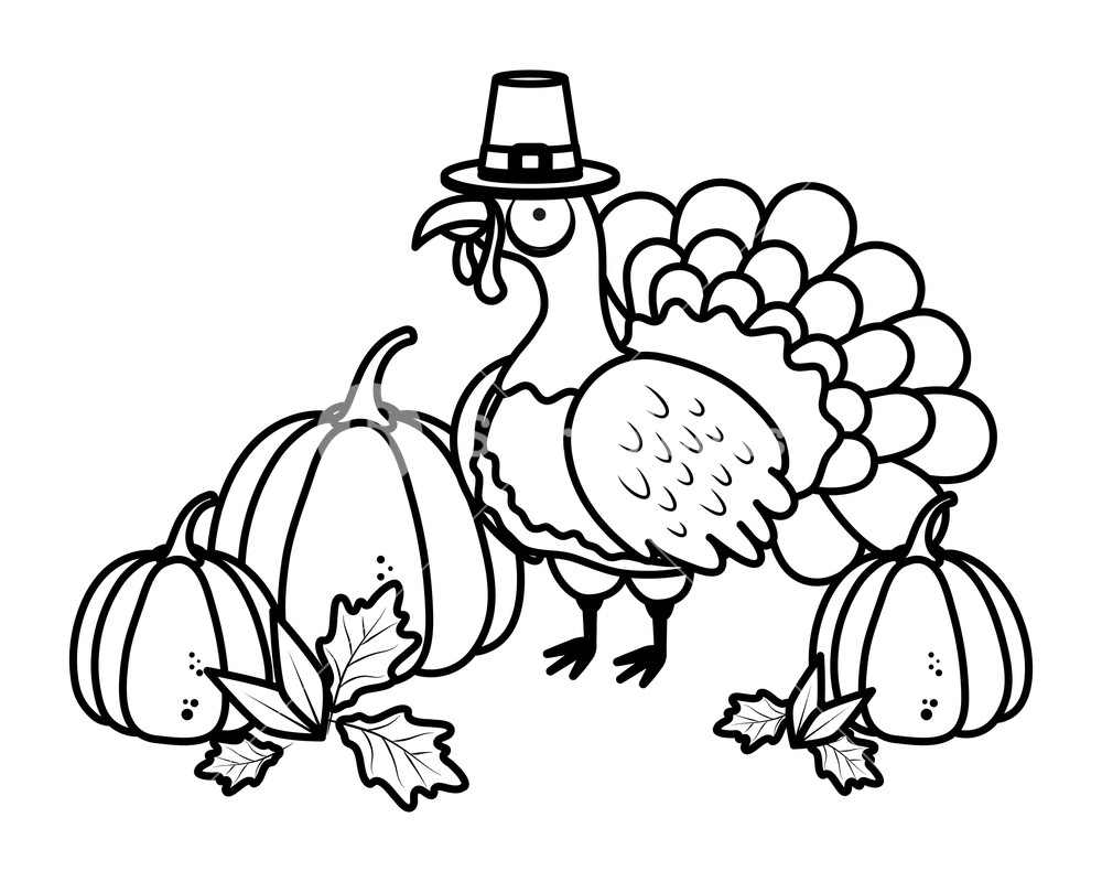 1000x800 thanksgiving day turkey with pilgrim hat and pumpkin drawing - Pilgrim Hat Drawing