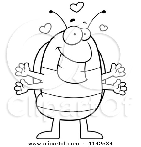 450x470 Cartoon Clipart Of A Black And White Loving Pillbug - Pill Bug Drawing
