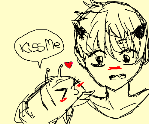 300x250 cute pill bug wants to kiss a lip monster drawing - Pill Bug Drawing