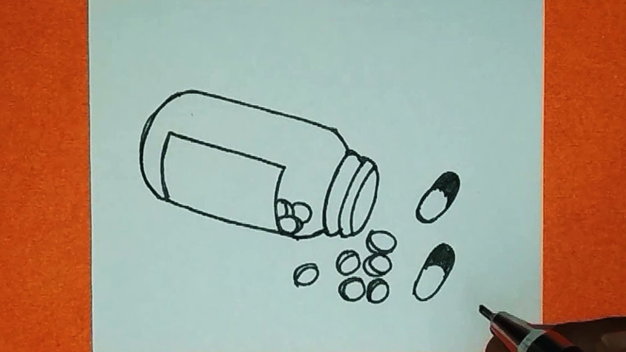1280x720 how to draw a pill bottle easy pill bottle drawing for kids - Pill Drawing