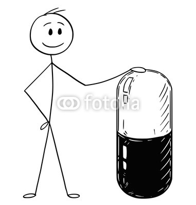 381x400 cartoon stick man drawing conceptual illustration of businessman - Pill Drawing